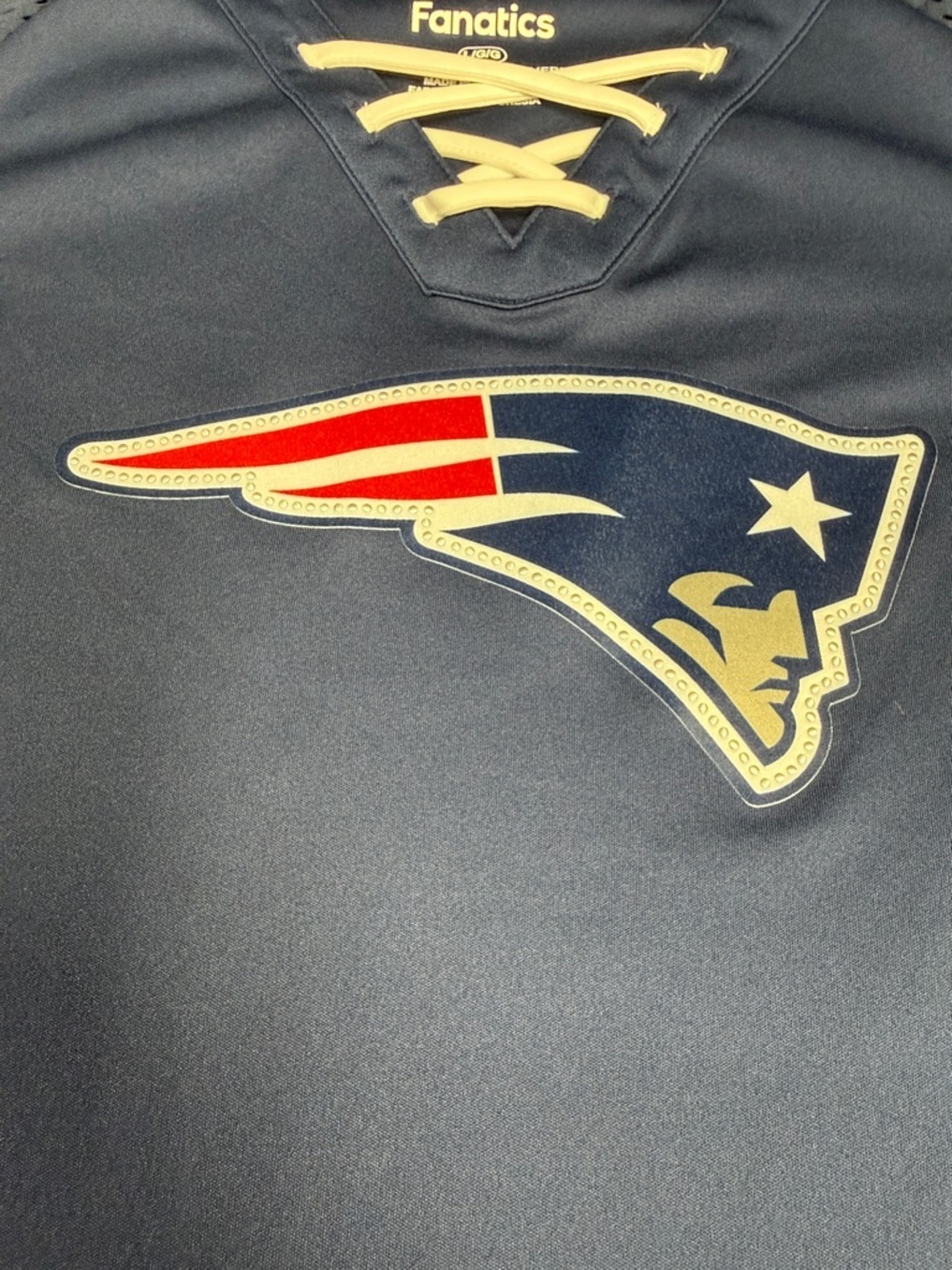 Fanatics Navy New England Patriots Lace-Up Jersey with Red & White Accents - Picture 4 of 8
